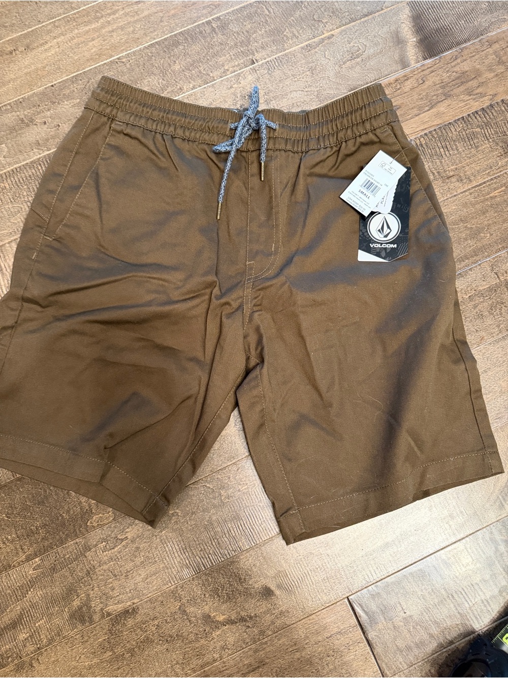 Volcom Men's Olive Brown Elastic-Waist Athletic Shorts